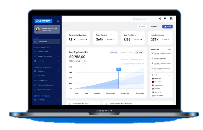 Optimizer · Real-time business earnings dashboard