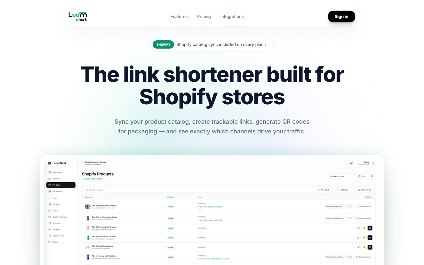 Loomshort, live website
